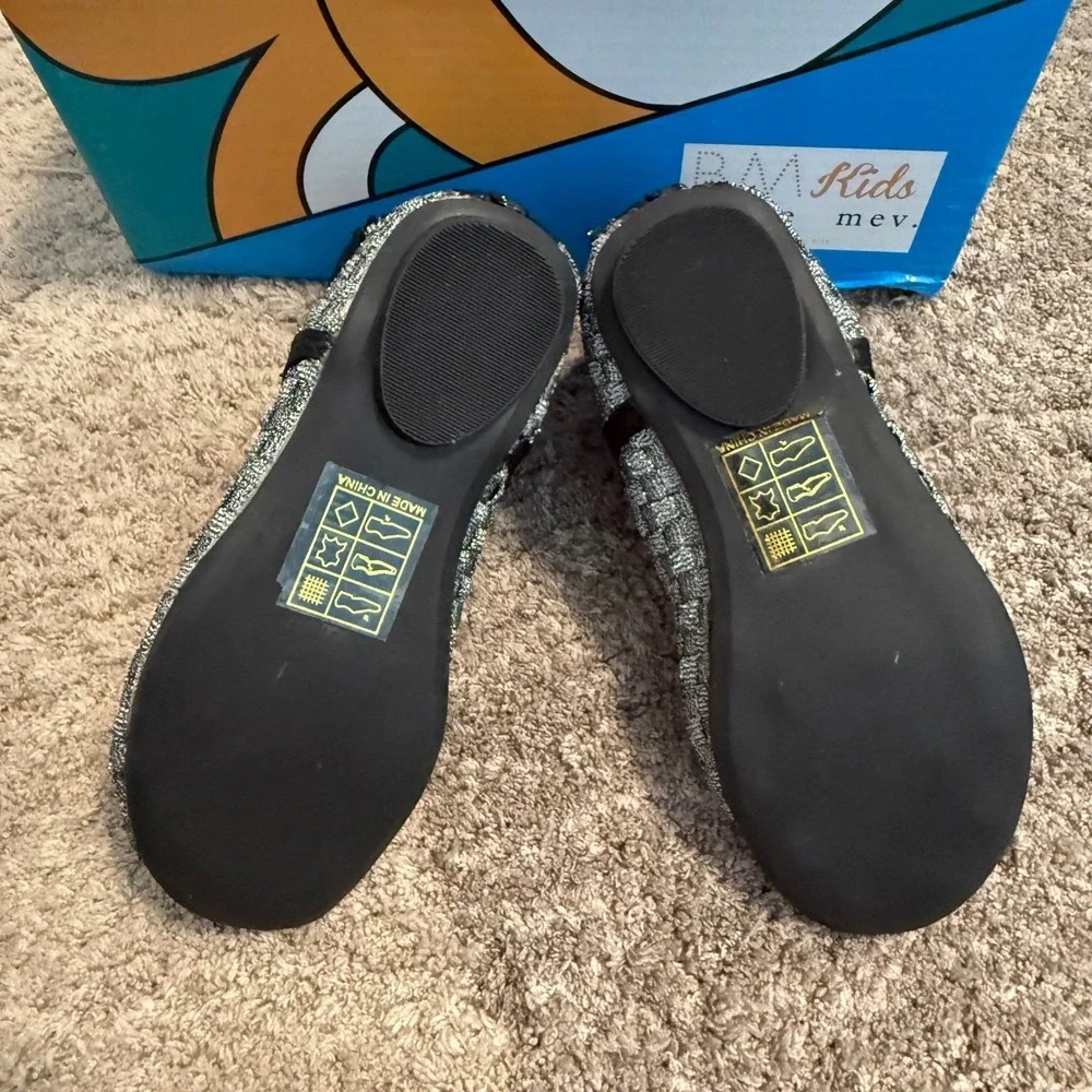Bernie Mev Kids Monica K Pewter Woven Elastic Ankle Strap Flats EU 20 Toddlers 5